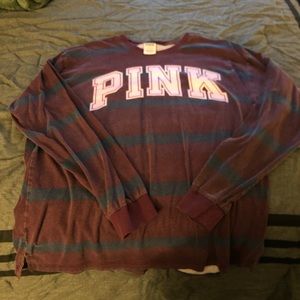 Maroon and blue long sleeve T-shirt